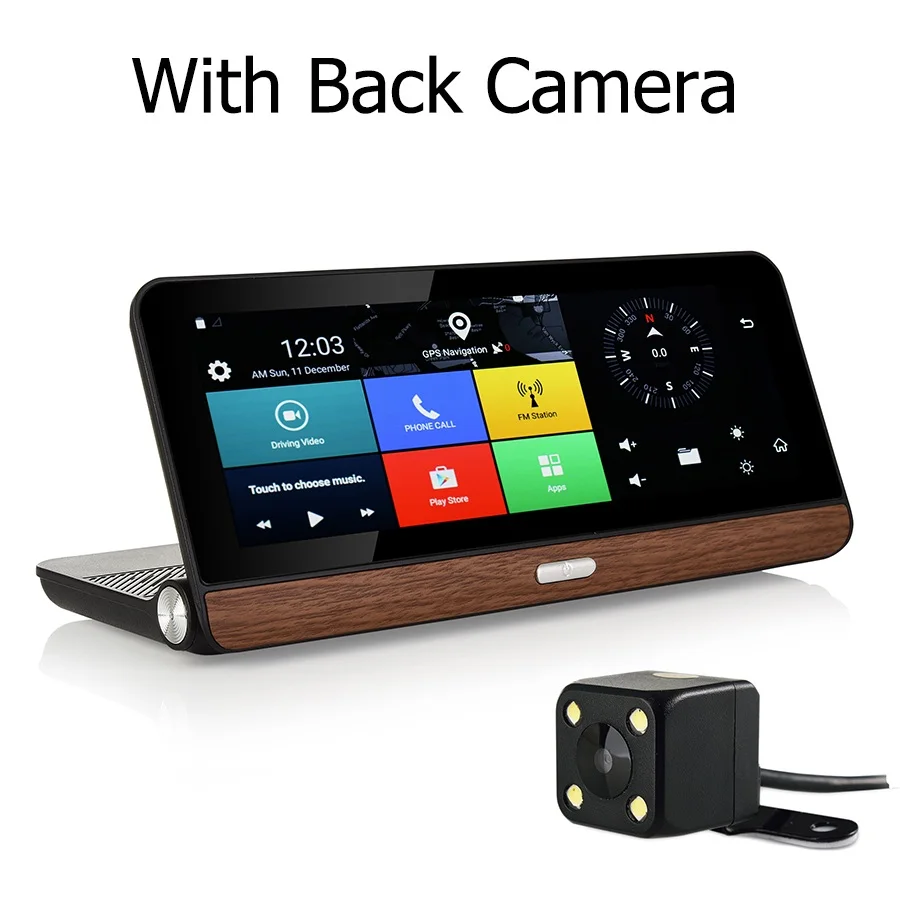 With Back Camera Udricare 8 дюймов 4G sim-карта gps Android 5,1 WiFi Bluetooth телефонный звонок 4G приборная панель gps HD 1080P двойной объектив камера заднего вида DVR - Название цвета: With Back Camera