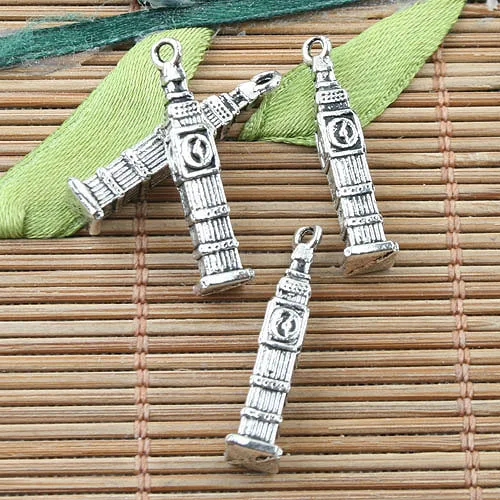 

Tibetan Silver color Big Ben tower design charms 24pcs EF0086