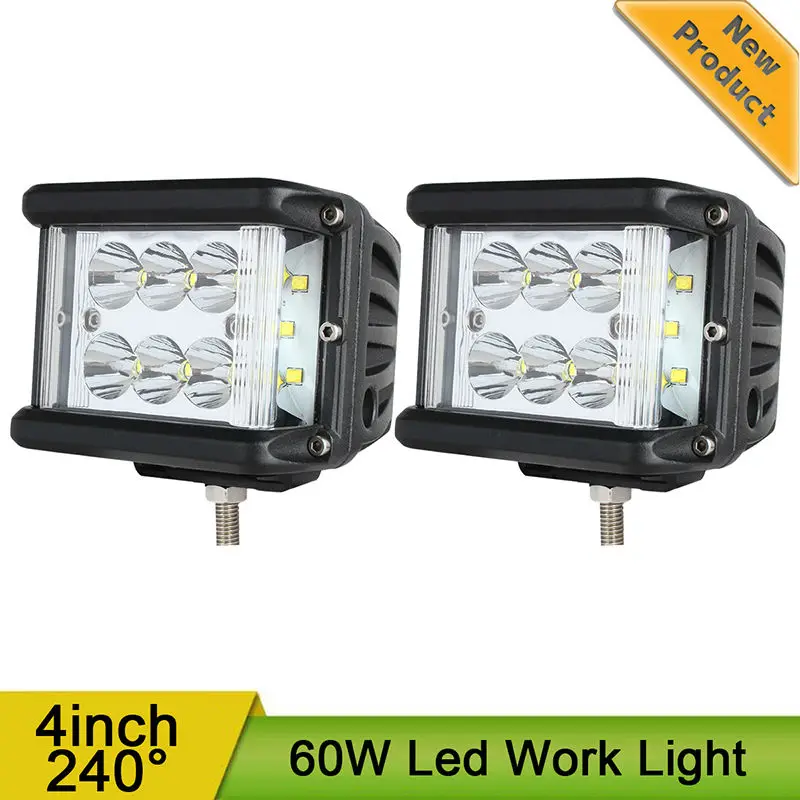 2 шт. 4 дюйма 60 Вт комбинированный светодиодный рабочий свет прожекторы