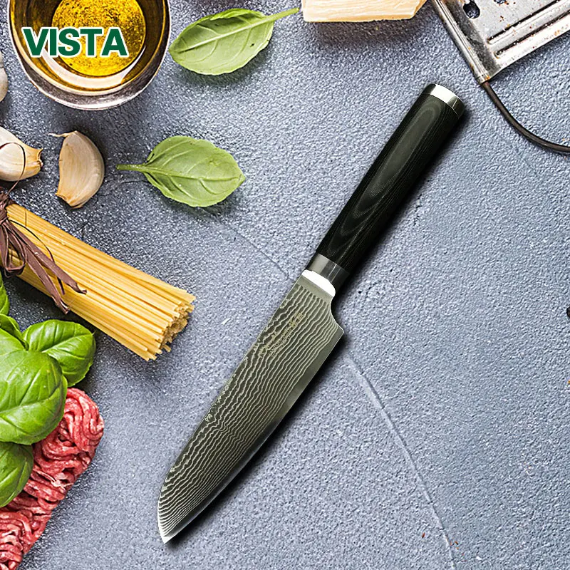 Дамасский кухонный нож 5 дюймов нож сантоку суши шеф 67 слой VG10 ядро лезвие японский Нержавеющая сталь Микарта деревянная ручка