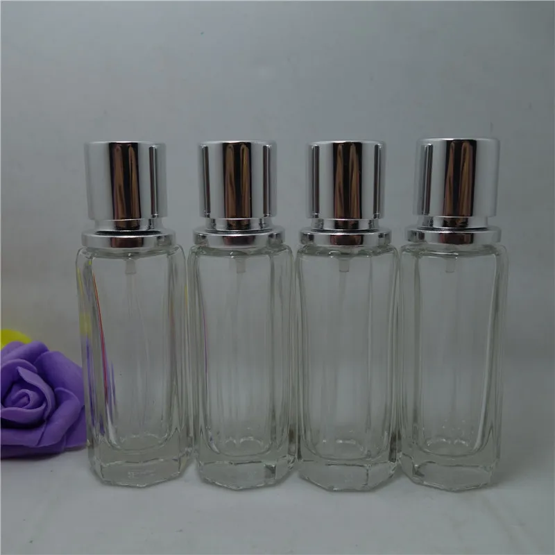 1pcs25ML мини многоугольник glassperfume бутылка может befilled с косметический чехол Пластик Кепки с анодированной отделкой Алюминий сопла