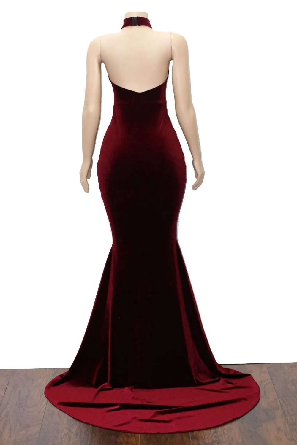 Vestidos de gala Русалка бордовые бархатные платья для выпускного вечера Длинные 2019
