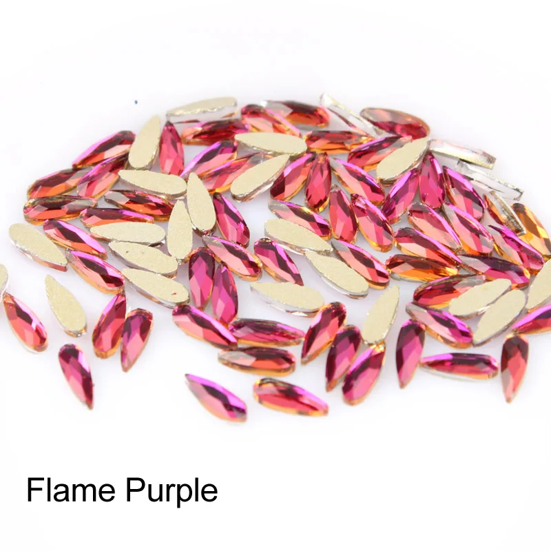 Flame Purple Горячая Распродажа маленькая капля 2x6 мм ногтей Стразы 26 цветов нарядное с украшением в виде кристаллов со стразами 30/100 шт./пакет для 3D для художественного оформления ногтей - Цвет: Flame Purple