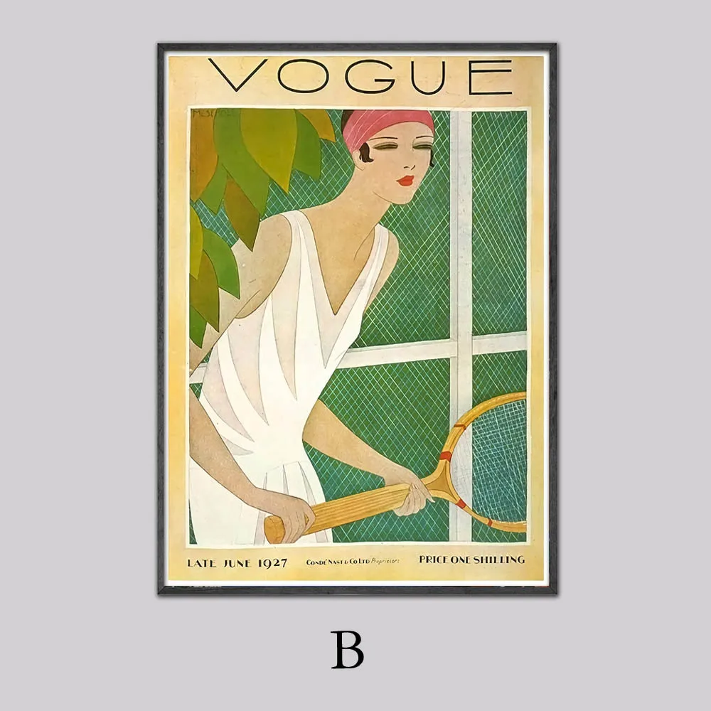 B Винтажный Куадрос Vogue рисунок цитаты плакаты и принты холст настенный поп-арт черно-белая живопись скандинавские декоративные картины - Цвет: B