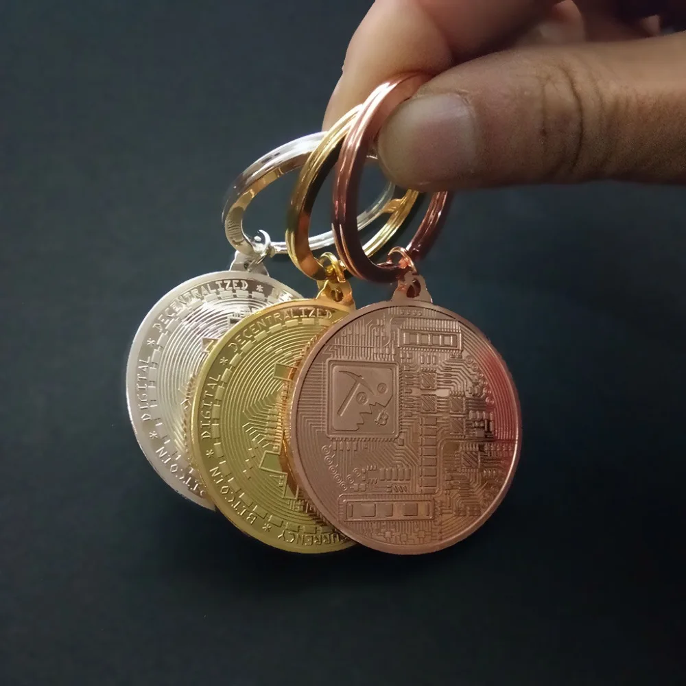 Позолоченный Биткойн брелок Золотое серебро памятный Litecoin эфириум Монета