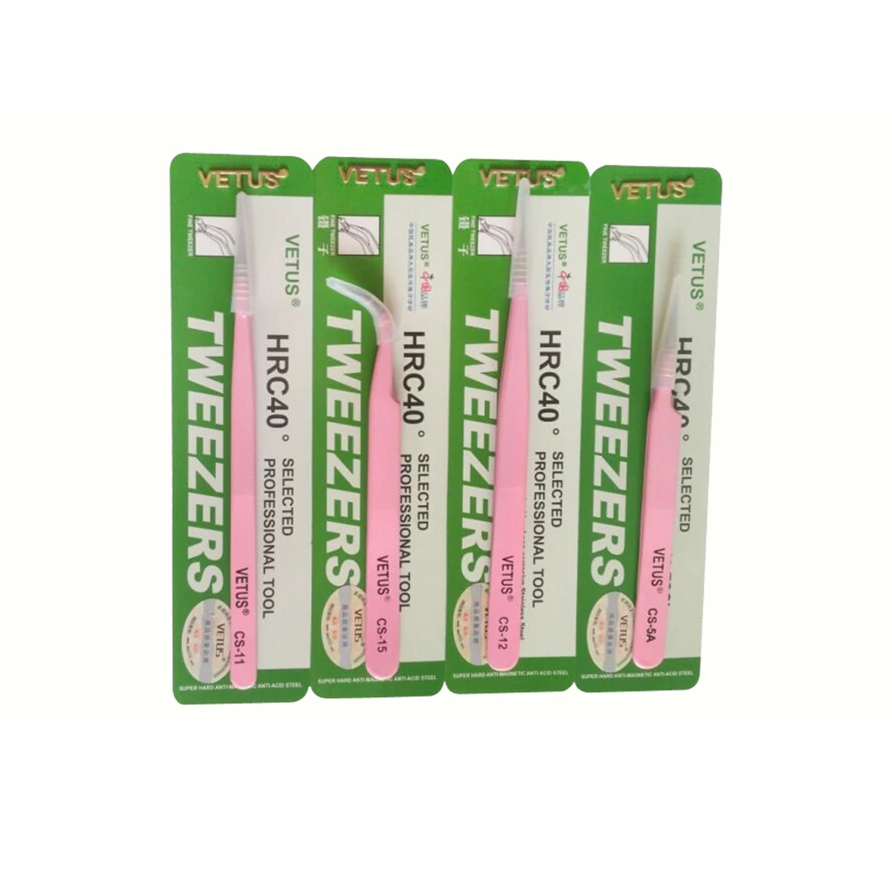 Пинцет VETUS из нержавеющей стали для наращивания ресниц инструменты