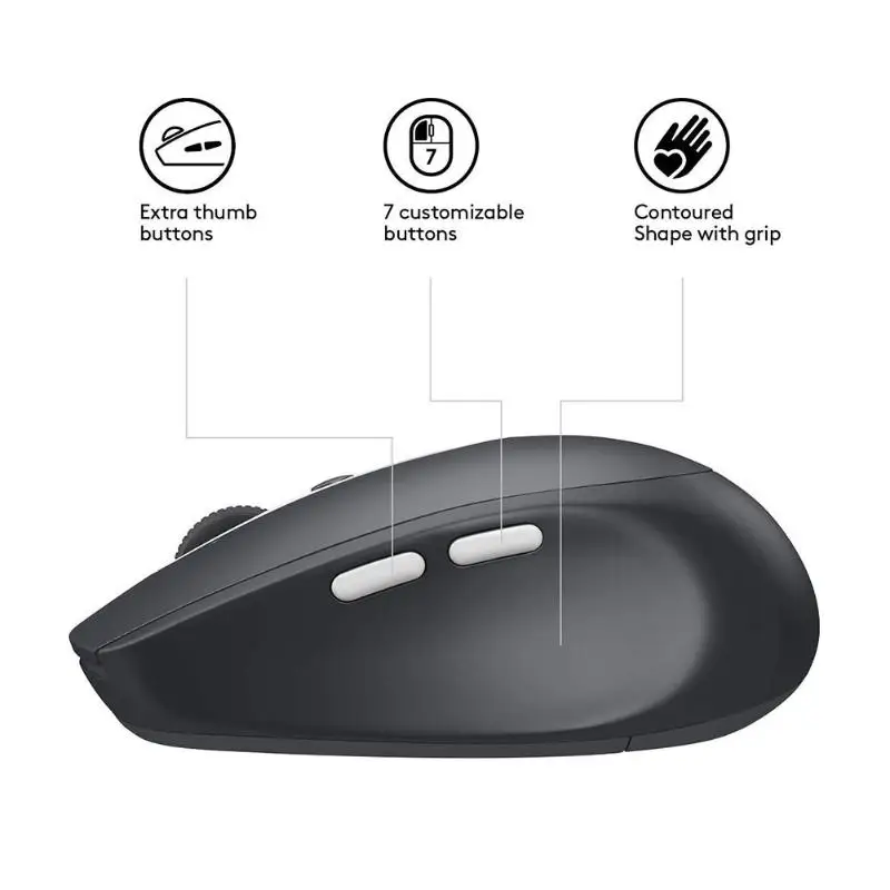 Беспроводная Bluetooth мышь logitech M590, бесшумная оптическая мышь, двухрежимный нано-приемник, мышь для дома и офиса, для ПК и компьютера