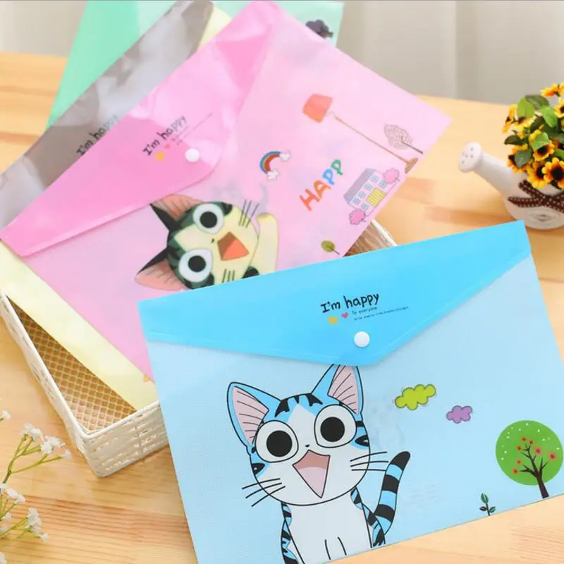 24 шт./лот Сумка для документов с милым сыром и кошкой Kawaii PVC A4 канцелярская сумка