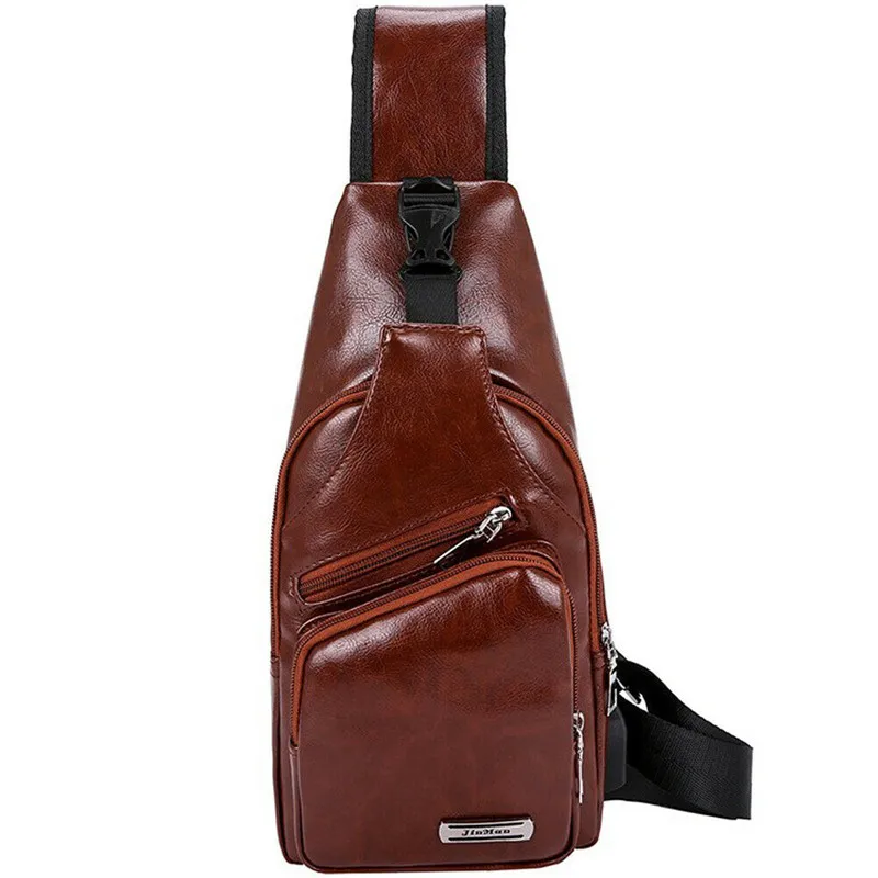 Роскошная кожаная нагрудная Сумка-слинг для мужчин мессенджер через плечо