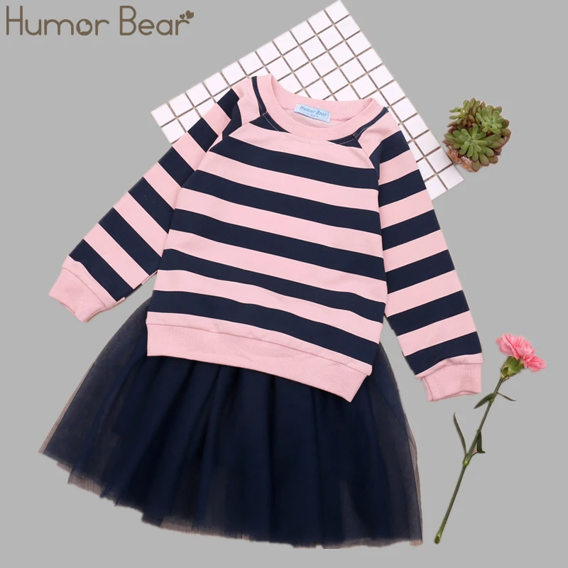 Humor Bear/новая осенняя одежда для маленьких девочек комплекты одежды для девочек футболка с длинными рукавами и рисунком кота из пайеток+ юбка со звездами повседневные костюмы для девочек из 2 предметов