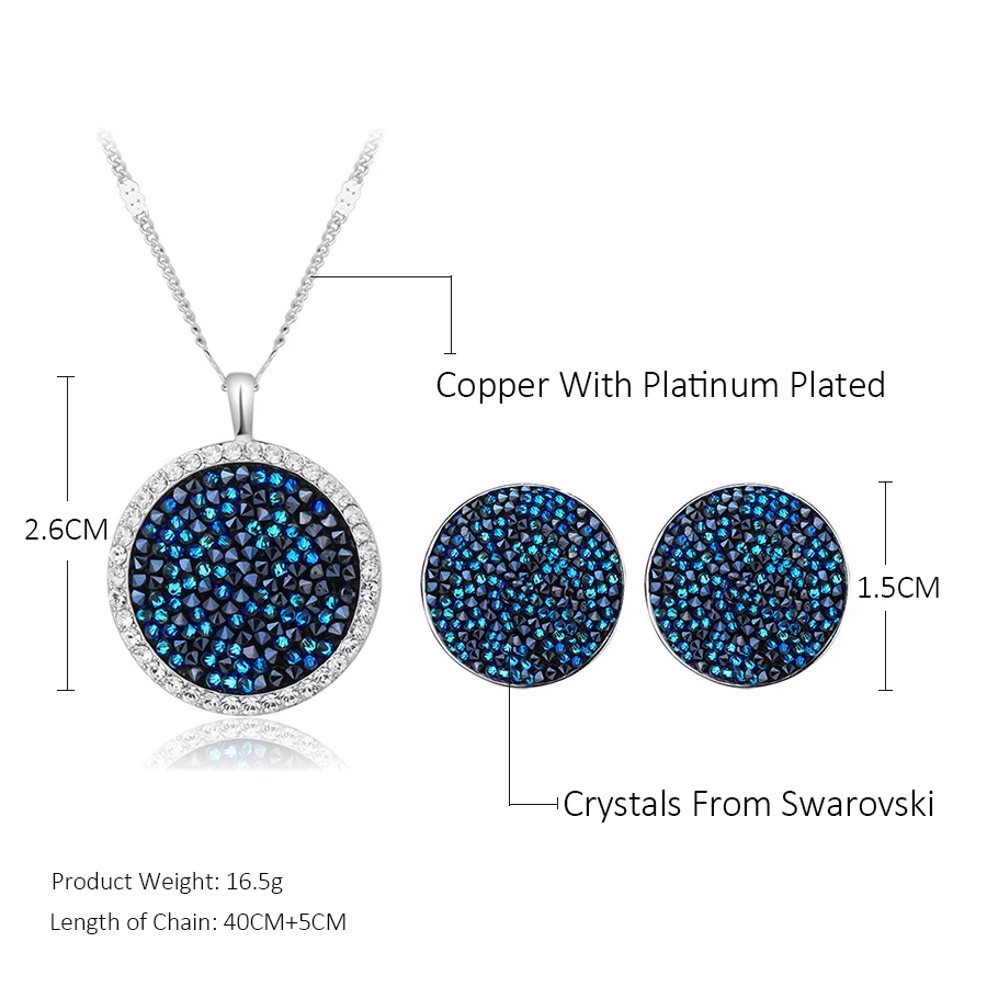 BAFFIN оригинальные кристаллы от Swarovski Pave Ювелирные наборы круглый кулон ожерелье Макси серьги-гвоздики роскошные аксессуары для женщин