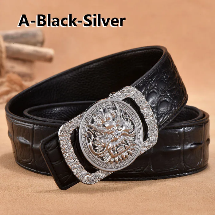A-Black-Silver Дизайнерские ремни для мужчин от известного бренда, мужской ремень из натуральной кожи, широкий ремень, золотой, серебряный, Ceinture Homme Cinto Masculino - Цвет: A-Black-Silver