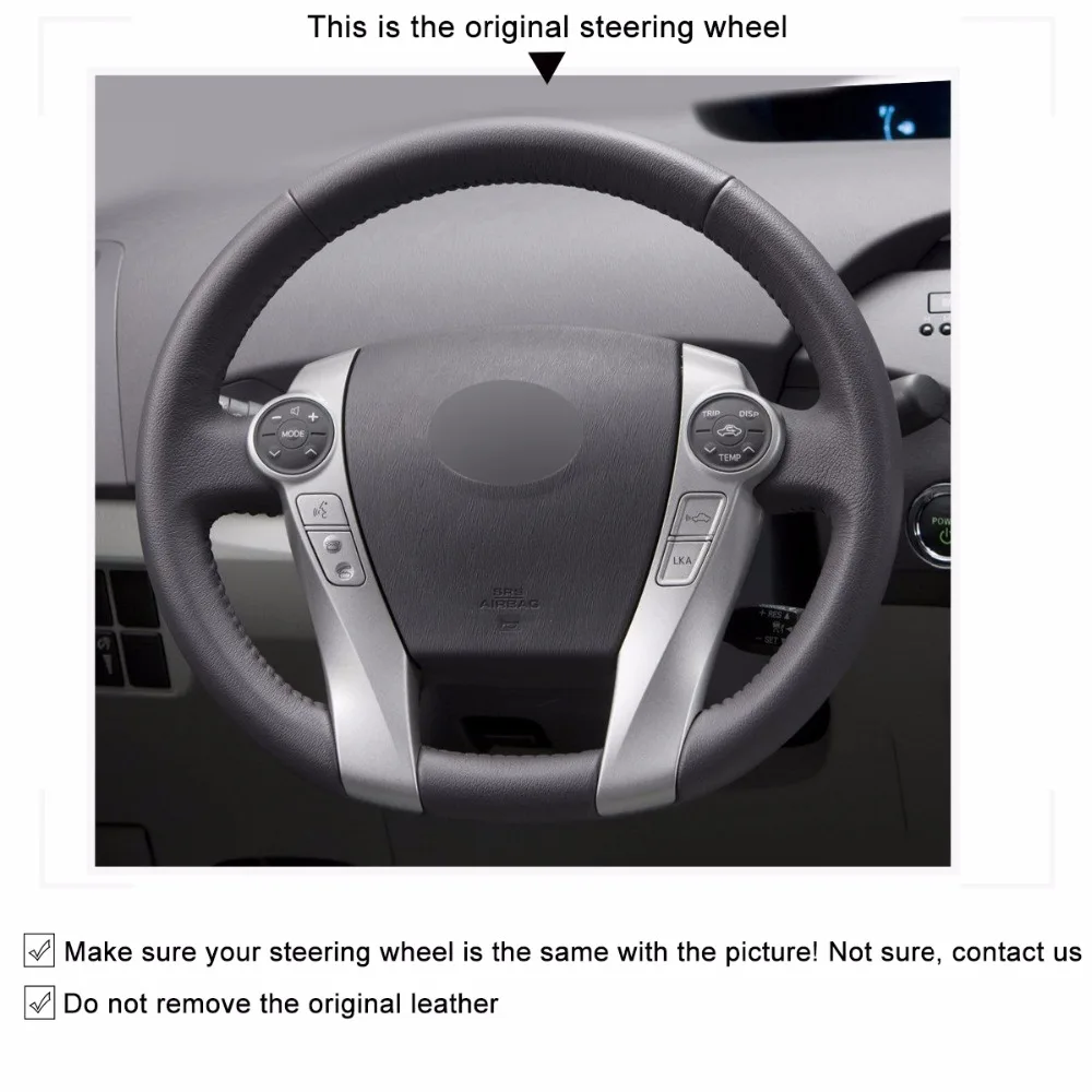 Черный чехол рулевого колеса автомобиля MEWANT из натуральной кожи для Toyota Prius 30(XW30) +