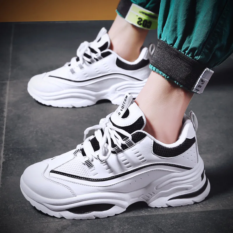 Men Chunky Shoes Quality PU Leather Breathable Casual Dad Lace Up Fashion Sneakers Outdoor Male Adult | Обувь