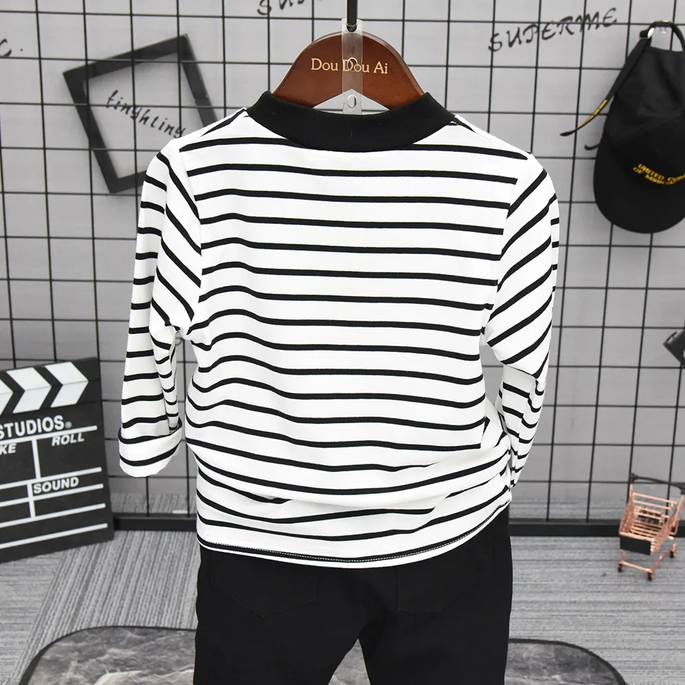 Полосатая Толстовка для маленьких мальчиков Одежда детей Детская хлопковая