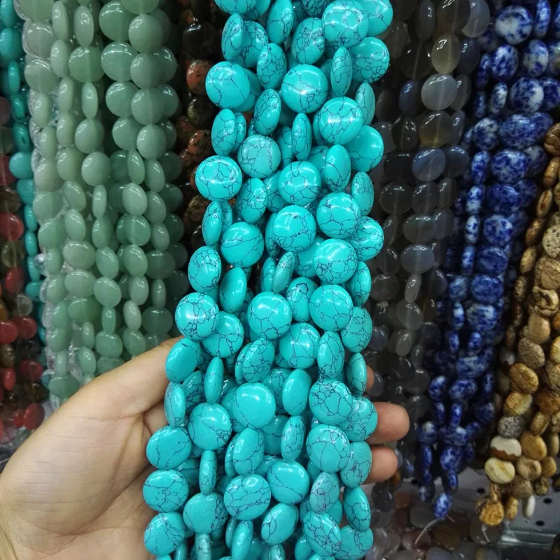 

wholesale natural round beads 16mm calaite stone Oblate beads for jewelry diy Accessories 20Pcs/lot Free Shipping