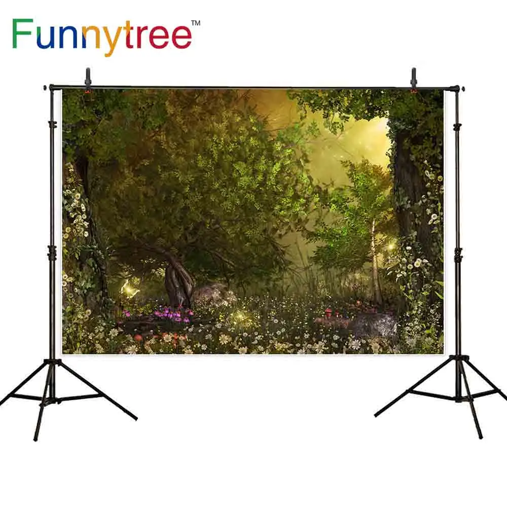 Фон Funnytree для фотостудии Волшебные лесные деревья растения цветы сказка фон