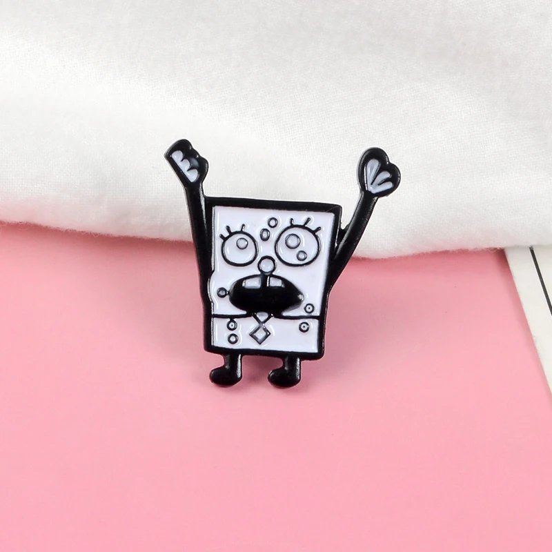 Happy Cheering Губка Боб pin значки с героями мультфильмов эмалированные булавки классические детские аниме-броши забавные ювелирные изделия подарок для фанатов детей