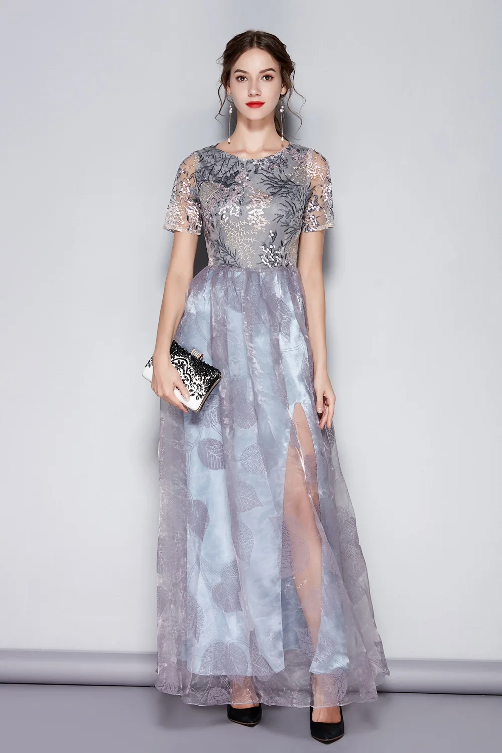 Женские Длинные вечерние платья с круглым вырезом и вышивкой | Свадьбы торжества