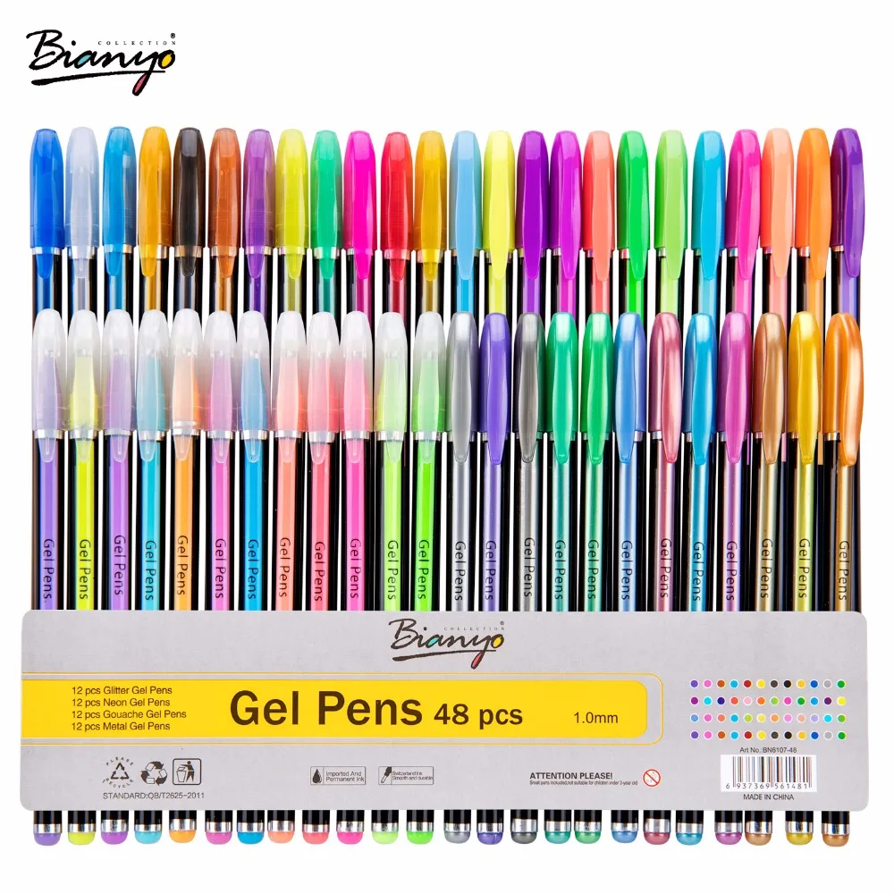 Bianyo милые Гелевые ручки для школы 36/48 Цвета Pen Set и офиса канцелярские шариковых