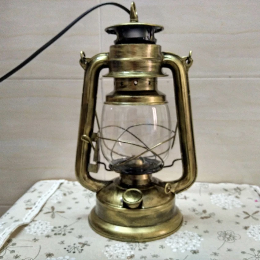 Ностальгический Керосиновый Фонарь настольная лампа старинный медный цвет