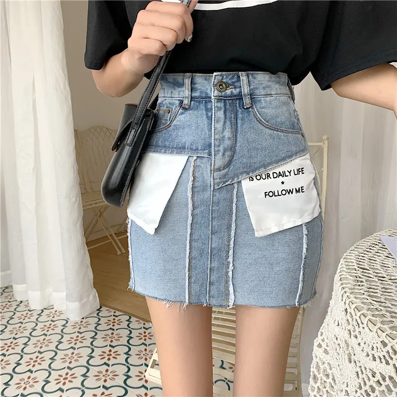 Женские джинсы с высокой талией HziriP свободные синие А-силуэта принтом 2019 |