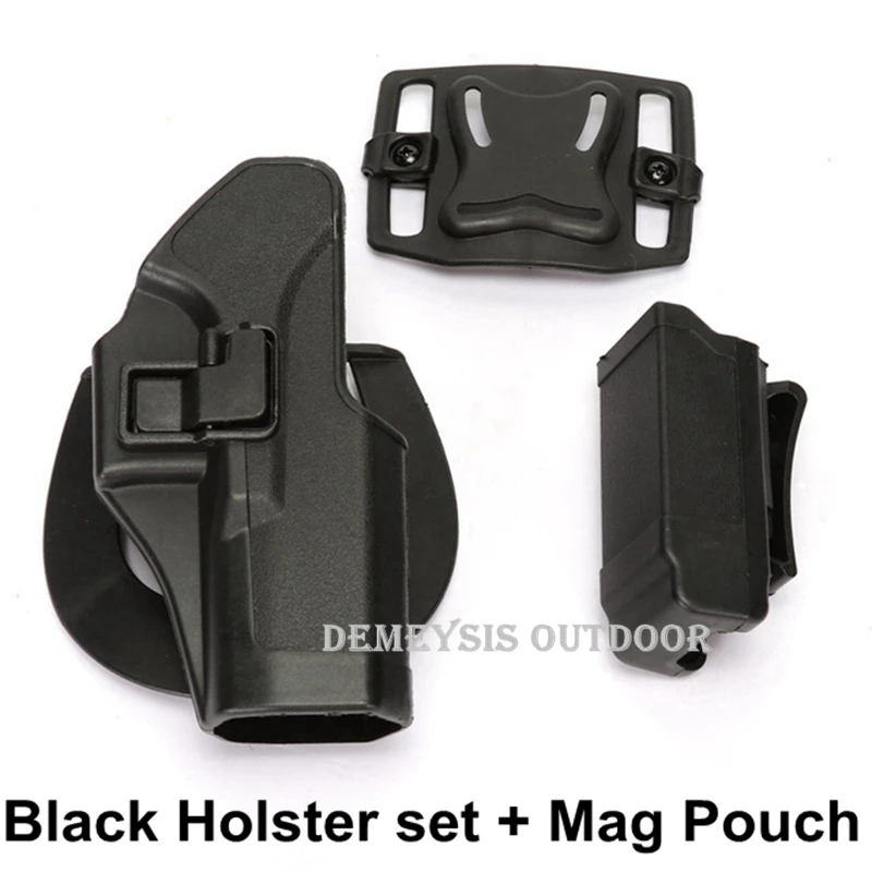 black holster pouch Тактический военный кобура маг Чехол страйкбол поясной ремень пистолет Боевая кобура Глок пистолет кобура для Glock 17 19 23 32 36 - Цвет: black holster pouch