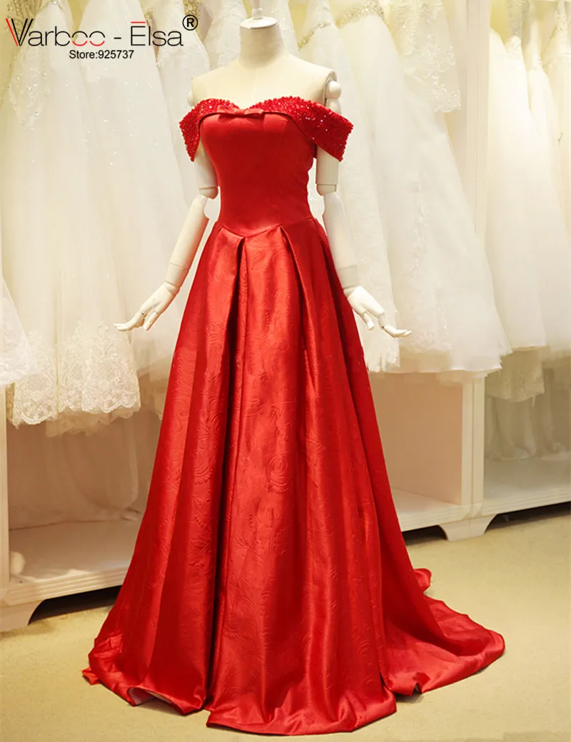 Женское атласное вечернее платье с открытыми плечами VARBOO_ELSA vestidos de noche largos