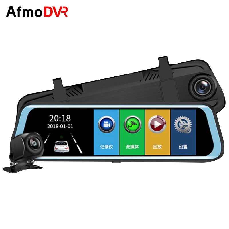 AfmoDVR 10' сенсорный экран Камера заднего вида камера двойной объектив 1080 P + Full HD