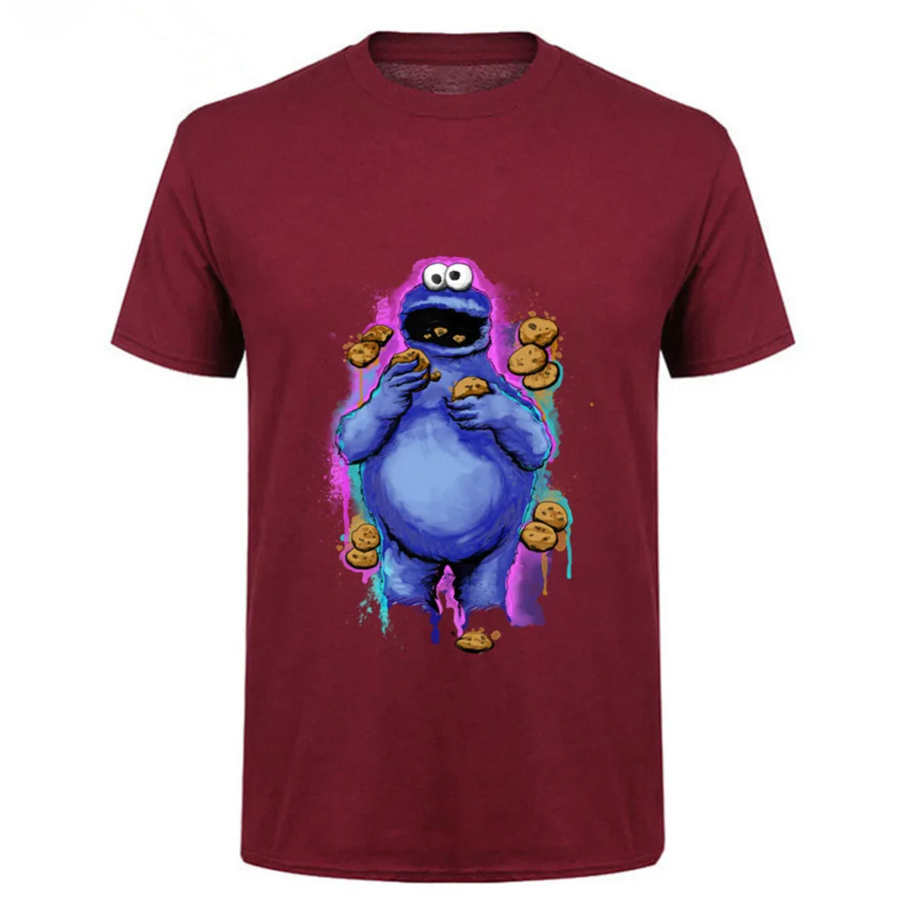 Футболка мужская с изображением печенья монстра хлопковая|designer mens t shirts|mens designer