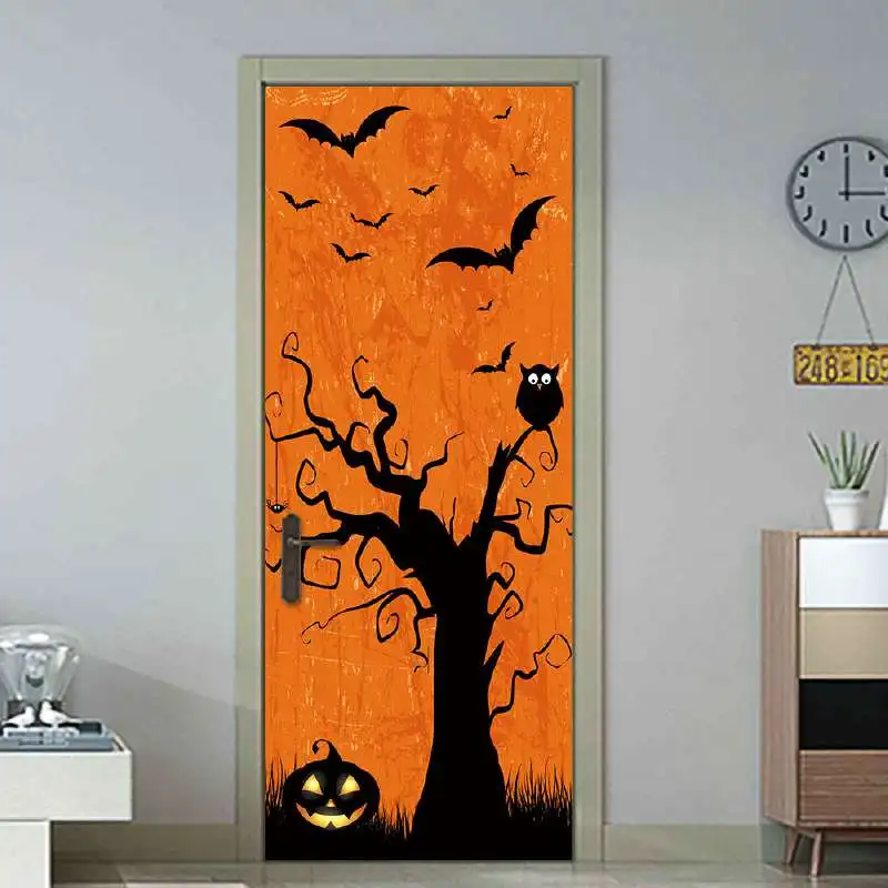283 Хэллоуин серп череп смерти Тыква дверь спальни украшение дома паста виниловые наклейки на двери забавные украшения стикер для детской комнаты - Цвет: 283