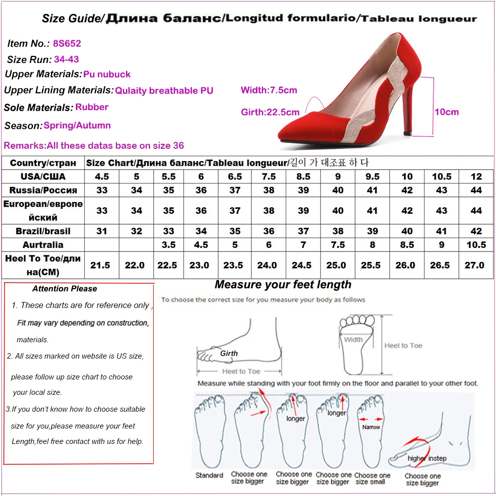 

Alionashoo Women Wedding Shoes High Heels Faux Leather Thin High Heel Bling Red Fashion Slip-on Shoes Ladies Plus Size 34-43
