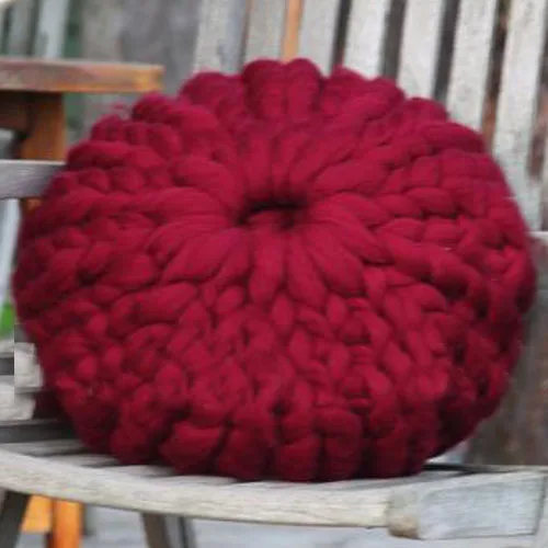 wine red Мягкие круглые напольные подушки для сидения ручной работы, большие вязаные подушки 30 см, декоративные подушки для дивана, шерстяная подушка, кресло-кресло Cushi - Цвет: wine red