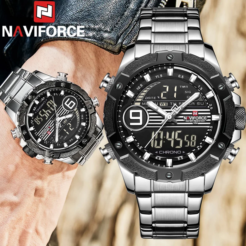Часы мужские NAVIFORCE в стиле милитари брендовые Роскошные Водонепроницаемые
