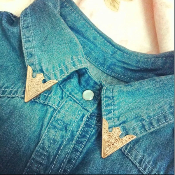 Fashion 2 Pairs Women Girls Shirt Collar Clips Wing Shape Tips Brooch Pins | Украшения и аксессуары