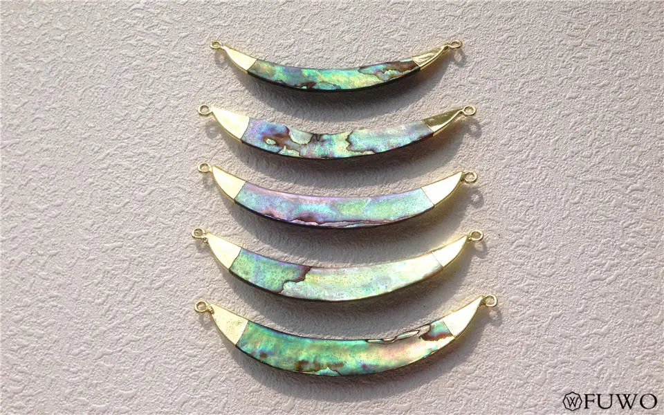 FUWO натуральный корпус соединителя Abalone подвеска 24 K золото Гальваническая Двойная Связка Рог Оболочки Модные женские ювелирные изделия оптом PD501