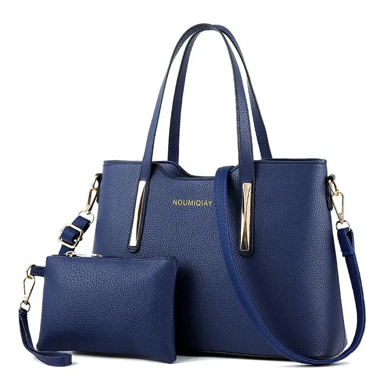 Royal Blue Модная сумка через плечо, сумка-тоут, сумка-мессенджер из двух частей, Ретро стиль, сумка на плечо для мамы, одноцветная искусственная кожа - Цвет: Royal Blue