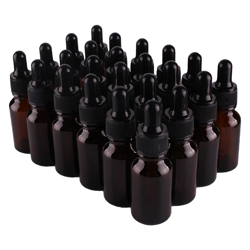 

24pcs 15ml New Empty Amber Glass Dropper Bottle with Pipptte for essential oils aromatherapy liquid