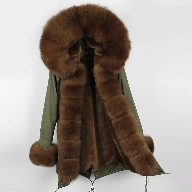 Зимняя куртка женская брендовая парка 2019 меховое пальто натуральный Лисий