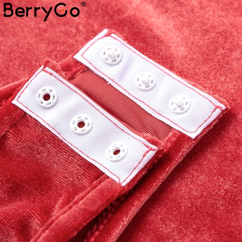 Женский бархатный боди BerryGo Осенний облегающий с квадратным воротником на
