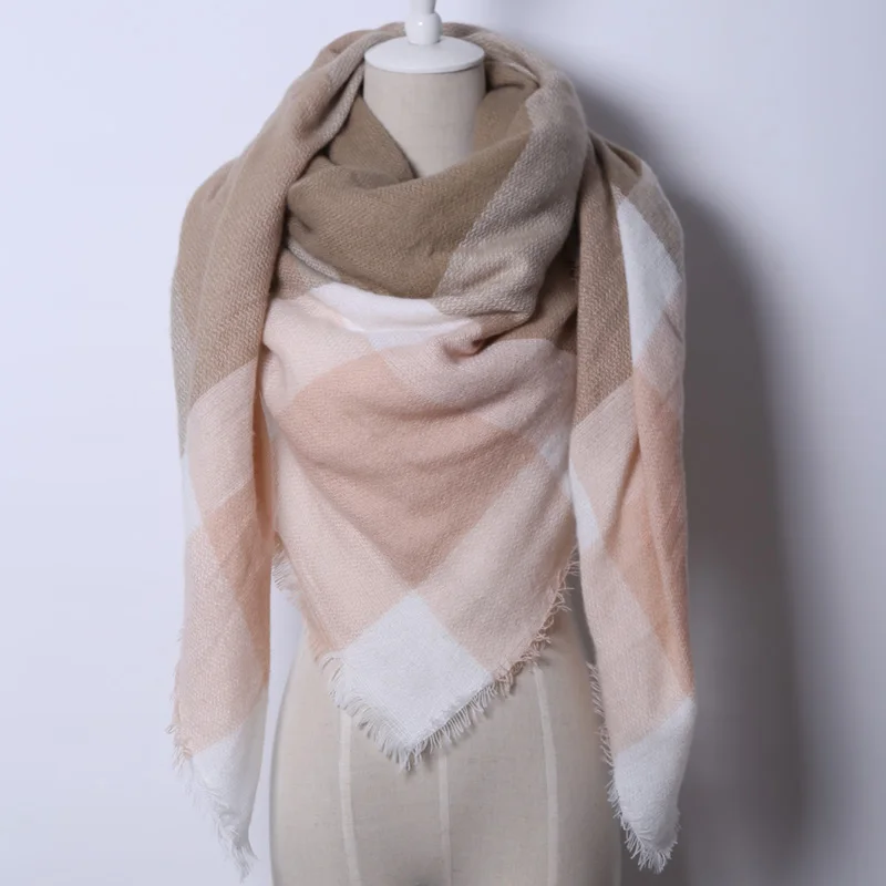 2017 Фирменная Новинка треугольный платок Акриловые Пашмины Моды Ленточки пледом