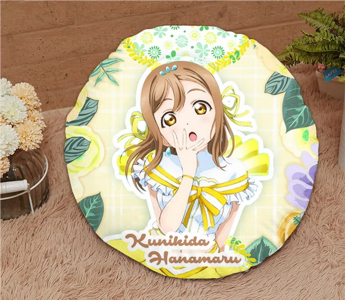 

Oct. Home Textile Love Live!Sunshine!! Anime Kunikida Hanamaru 15.7 Inches Micro-suede Fabric Round Soft Pillow Hot Sale #41178