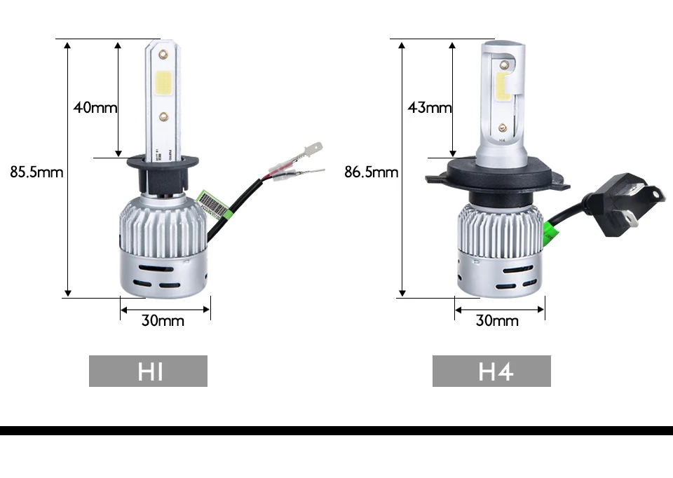 Aceersun мини H4 H7 светодиодный H7 H4 3000 K 4300 K 6500 K 8000 K для автомобильных фар 12 V 72 Вт COB 8000LM H1 H8 H11 9005 9006 hb3 hb4 Hi короче спереди и длиннее сзади