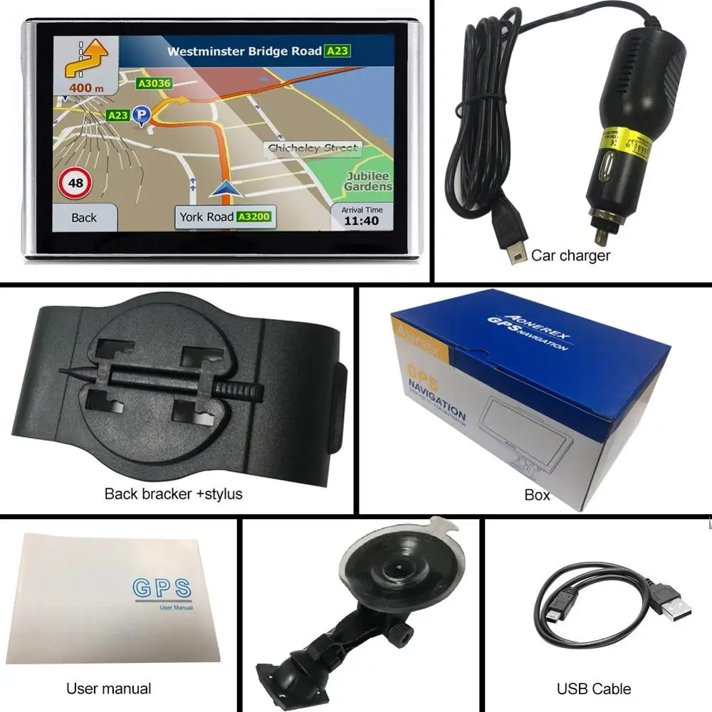 Автомобильный GPS-навигатор 7-дюймовый HD-навигатор для грузовика FM-радио Bluetooth