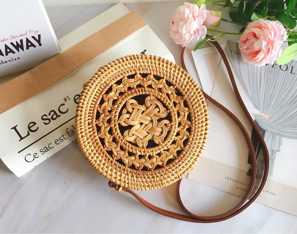 Дропшиппинг 2018 круглый ротанга сумки летняя сумка пляжные для Для женщин ручной