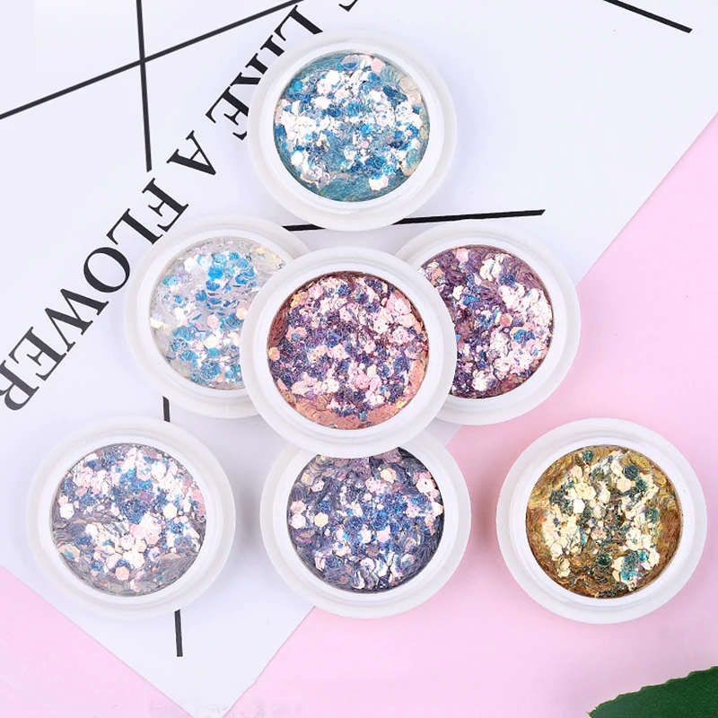 Блестящий красивый блестящий порошок для ногтей синий фиолетовый смешанный лак