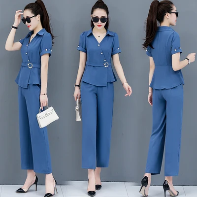 Fashion Summer Style Survetement Femme 2 Piece Stylish Women Sets Clothes Year-old Female Costume Conjunto Feminino Pant Suit |