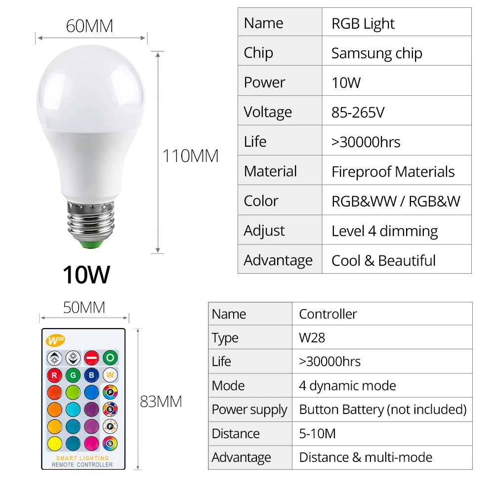 85-265 в E27 светодиодный светильник RGB 15 Вт Bluetooth Wifi приложение управление умная лампа 10 Вт RGBW подсветка rgbww лампа ИК пульт дистанционного управления Домашний Светильник ing