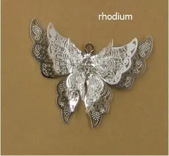 rhodium Бесплатно никель 5 шт трехслойная бабочка красивая подвеска на ожерелье для DIY ручной работы Изготовление ювелирных изделий одежда аксессуар для платьев ремесло - Окраска металла: rhodium