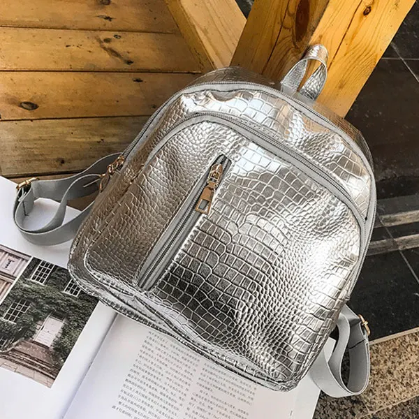 Женский мини-рюкзак из искусственной кожи с узором крокодиловая кожа на молнии